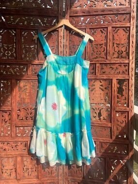 Diane von Furstenberg Turquoise & Aqua Silk-Cotton Blend Dress
